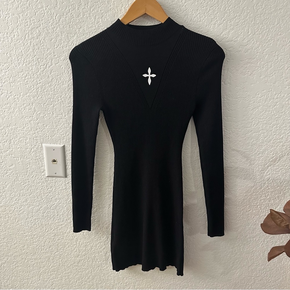 SMFK Black Ribbed Long Sleeve Dress size Medium
